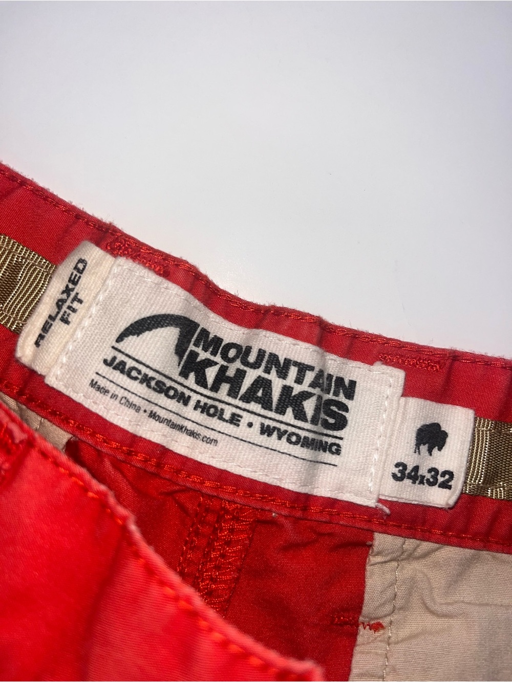 Mountain Khakis Men’s Pants 34x32 Orange Outdoor Pants Relaxed Fit Casual